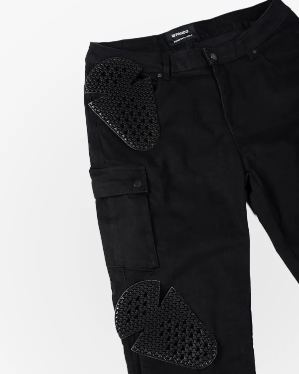 Pando Moto Motorbroeken|Motorjeans-Mila Cargo Motorjeans Black