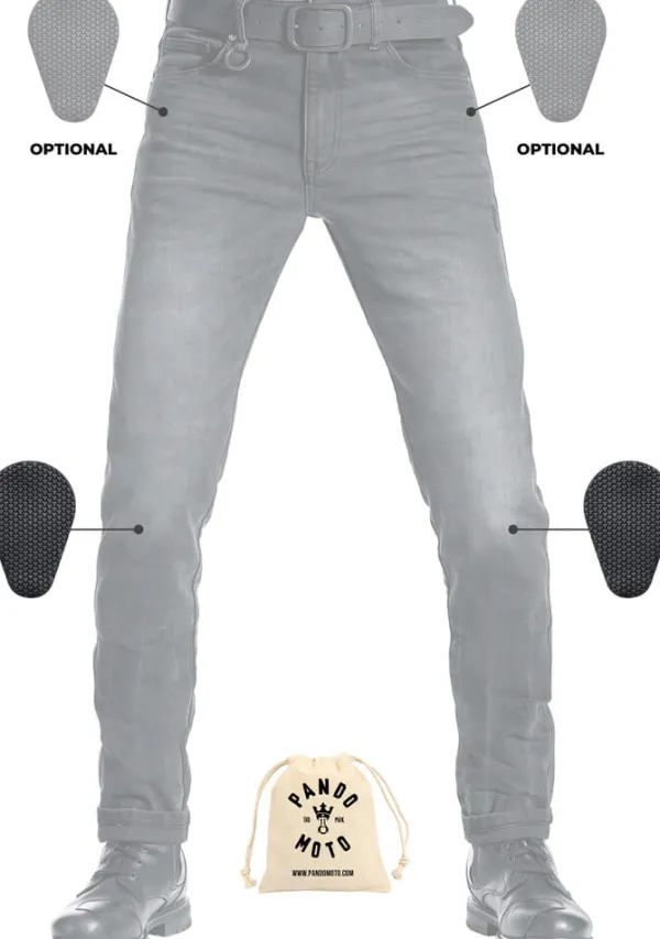 Pando Moto Motorjeans-Robby Slim Motorjeans Beige