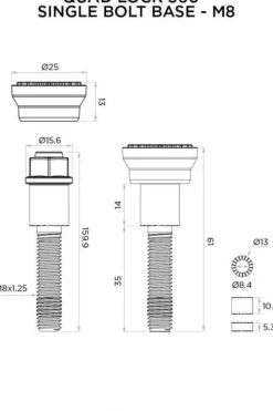 Quad Lock Telefoonhouders-360 Basis Enkelvoudige schroef - M8 360 Basis Enkelvoudige schroef - M8