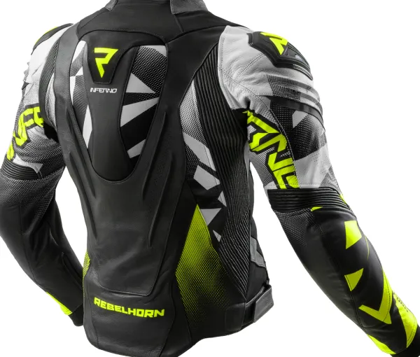 Rebelhorn Motorjassen-Inferno Motorjas Black/Fluo Yellow