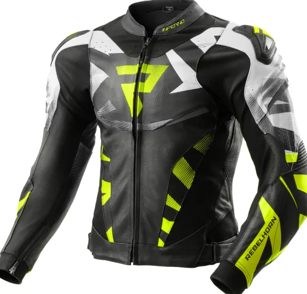 Rebelhorn Motorjassen-Inferno Motorjas Black/Fluo Yellow