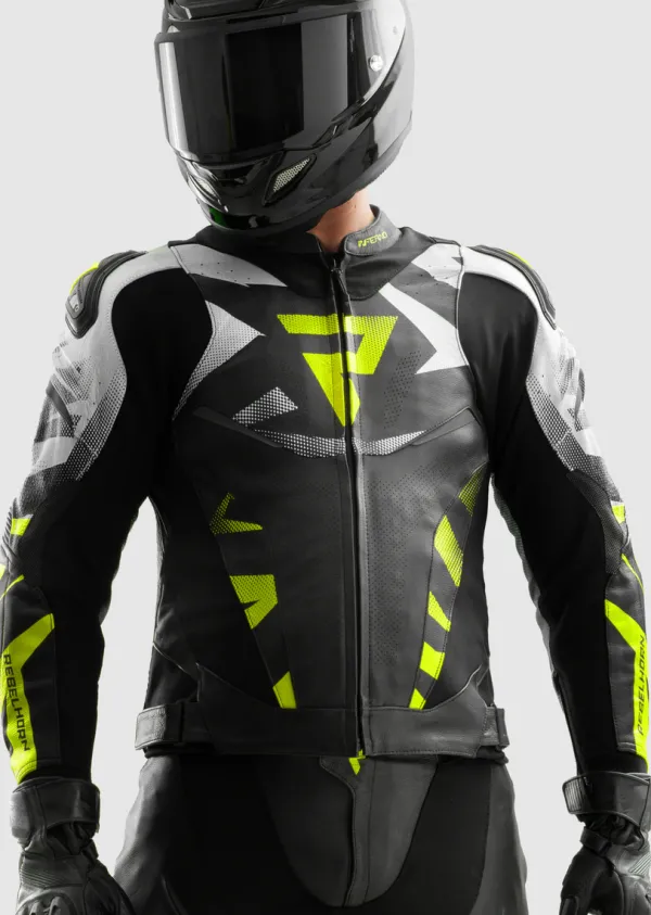 Rebelhorn Motorjassen-Inferno Motorjas Black/Fluo Yellow