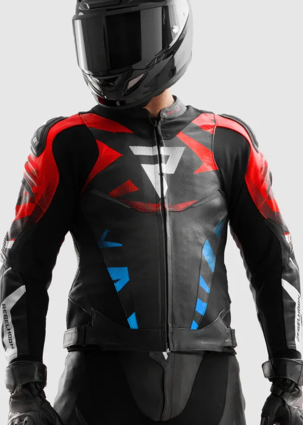 Rebelhorn Motorjassen-Inferno Motorjas Black/Blue/White/Red