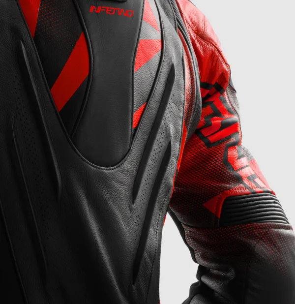 Rebelhorn Motorjassen-Inferno Motorjas Black/Fluo Red