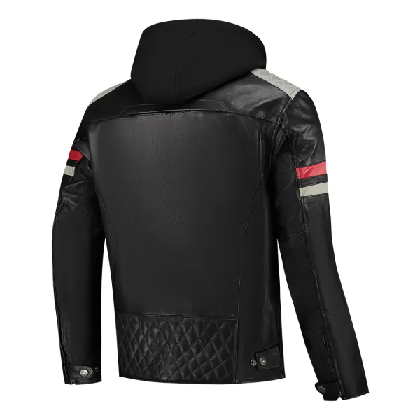 Rusty Stitches Motorjassen-Jari Hooded V2 otorja Back/ight Grey/Red 105