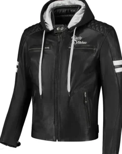 Rusty Stitches Motorjassen-Super Jari Hooded V2 Motorjas Black/White 104