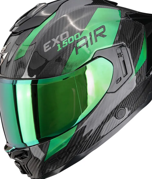 Scorpion Integraalhelmen|Helmen Met Zonnevizier-EXO-1500 AIR Carbon Patted Back/Green