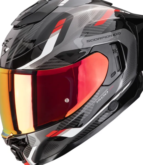 Scorpion Integraalhelmen|Helmen Met Zonnevizier-EXO-1500 AIR eek Back/Red