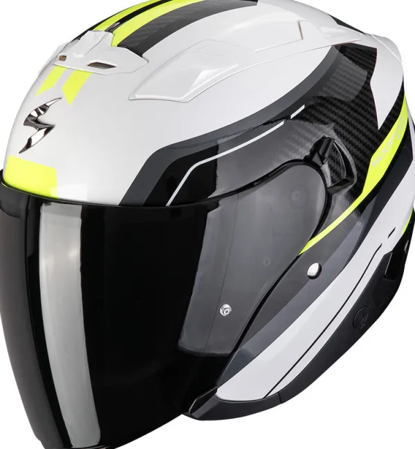Scorpion Jethelmen|Helmen Met Zonnevizier-EXO-230 Hipe White/Back/Neon Yeow