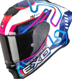 Scorpion Integraalhelmen|Race Helmen-EXO-R1 EVO II AIR Cornering White/Bue/Pink