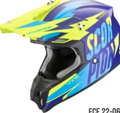 Scorpion Crosshelmen-VX-16 EVO AIR anter att Bue/Neon yeow