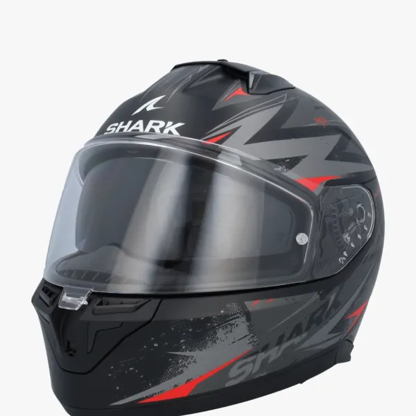 Shark Integraalhelmen|Helmen Met Zonnevizier-D-kwa 3 Bat-R at Back/Anthracite/Red KAR