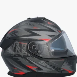 Shark Integraalhelmen|Helmen Met Zonnevizier-D-kwa 3 Bat-R at Back/Anthracite/Red KAR