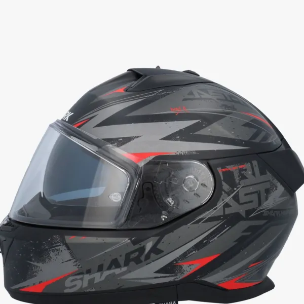 Shark Integraalhelmen|Helmen Met Zonnevizier-D-kwa 3 Bat-R at Back/Anthracite/Red KAR