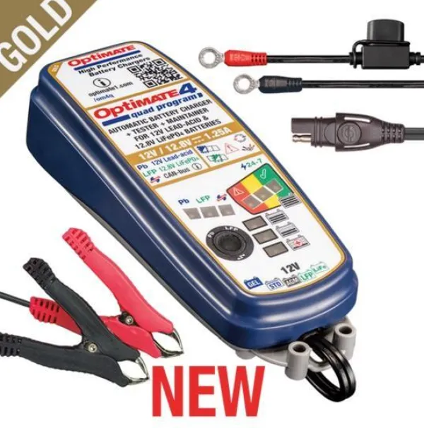 Optimate Motor Accessoires-Tecmate 4 Quad Gold Acculader